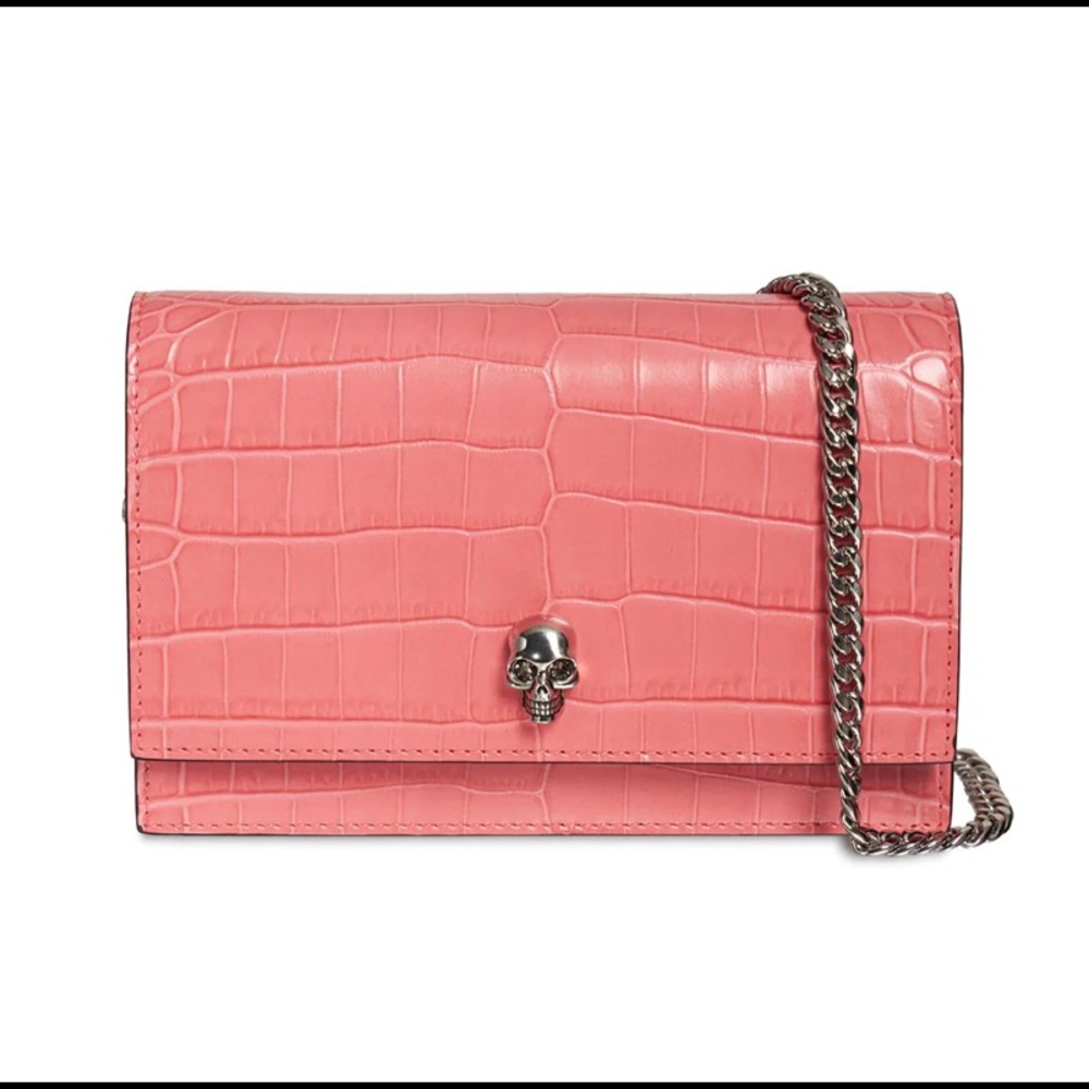 ♥️SOLD♥️Alexander McQueen Skull Croc Embossed Leather Bag